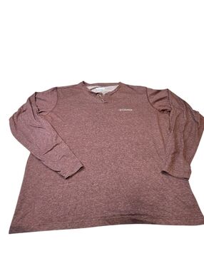 Columbia Men's Large Long Sleeve Henley - Mauve Heather Omni Wick